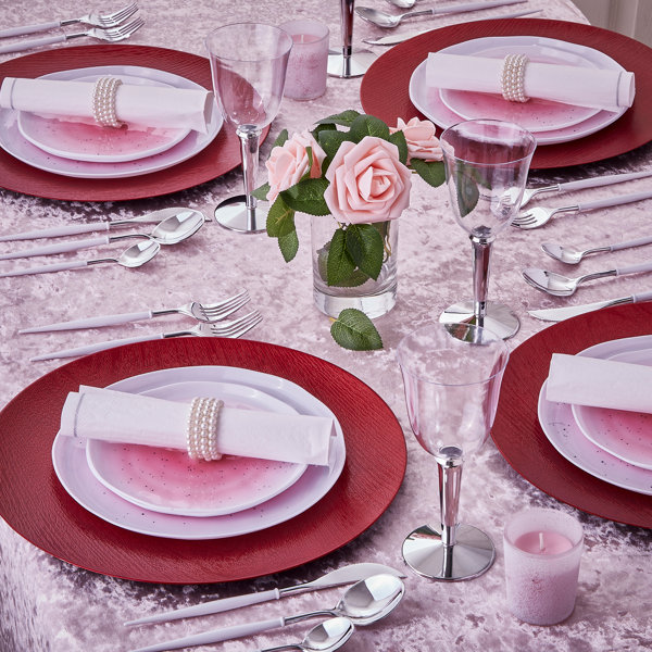 Silver Spoons Hammered Serving Trays (3 PC) Disposable Platters For